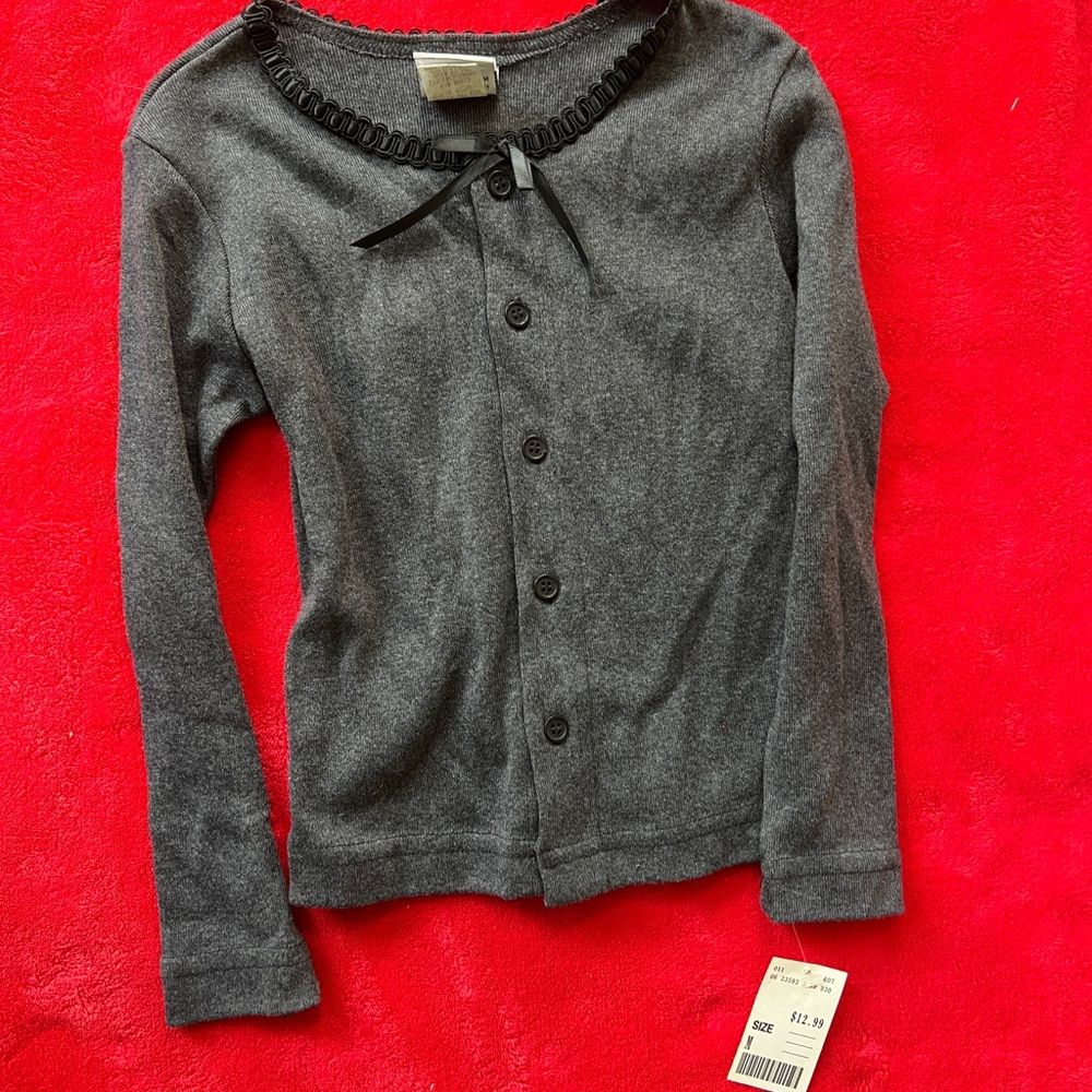 Gray Button-Up kids  Sweater1990